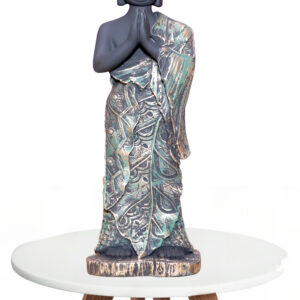 Meditating Buddha Full Glossy High Quality Fiber+Resin Statue with pearl finish.15”inch Big Buddha Statue for Home, Office Decor.