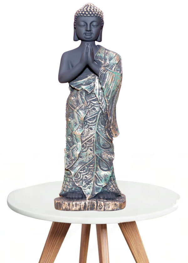 Meditating Buddha Full Glossy High Quality Fiber+Resin Statue with pearl finish.15”inch Big Buddha Statue for Home, Office Decor.