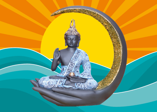 Meditating Buddha Full Glossy High Quality Fiber+Resin Statue with pearl finish.15”inch Big Buddha Statue for Home, Office Decor. - Image 4