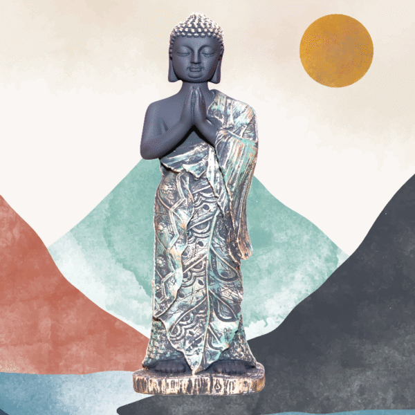Meditating Buddha Full Glossy High Quality Fiber+Resin Statue with pearl finish.15”inch Big Buddha Statue for Home, Office Decor. - Image 2