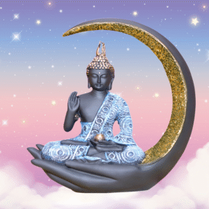 Meditating Buddha Full Glossy High Quality Fiber+Resin Statue with pearl finish.15”inch Big Buddha Statue for Home, Office Decor.